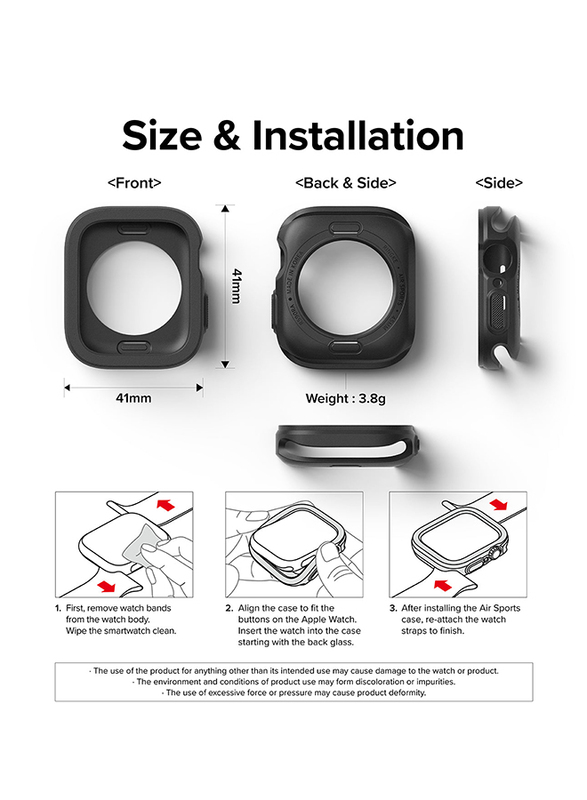 Ringke Air Sports Compatible with Apple Watch 7 41mm Case, Thin Soft Flexible Rugged TPU Raised Bezel Frame Protective Button Cover for Apple Watch Series SE/7/ 6/5/4 41mm - Dark Gray